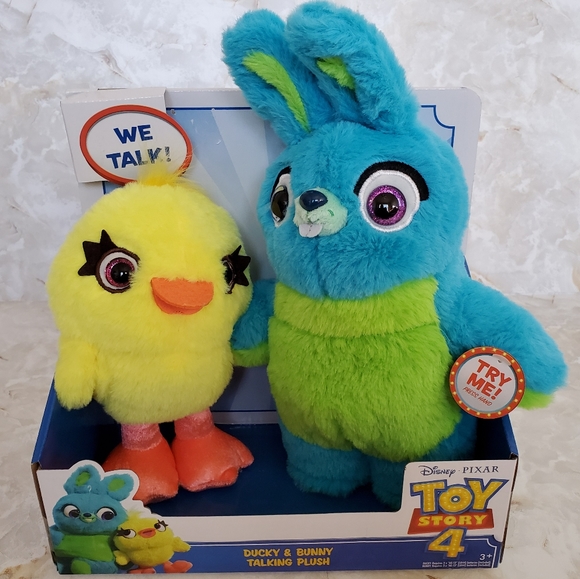 NIB Toy Story 4 Ducky and Bunny Talking Plush